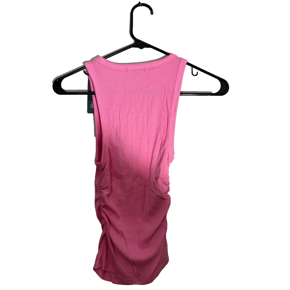 Wild Fable Pink Ribbed Tank Top XXS Floral Seashell Detail Sleeveless Fitted NWT - Picture 4 of 4